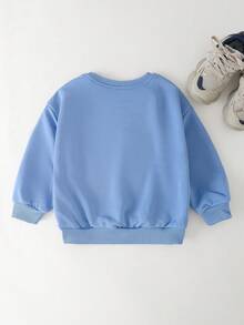 THE HAPPY LOOK Young Boy Letter Print Crew Neck Long Sleeve Casual Sweatshirt - Blue - View 2