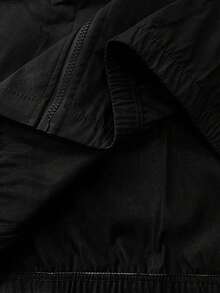 Manfinity Homme 男士长袖休闲日常通勤简约纯色拉链连帽外套，春秋季 - 黑色 - 查看 5