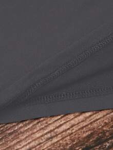 EMERY ROSE 女式拼色圆领短袖休闲百搭T恤 - 深灰色 - 查看 4