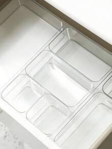 1/4 件透明塑料收纳盒带透明抽屉，用于学校用品整理桌面文具架，适合返校、大学宿舍办公室、家居整理、简约 - 透明 - 查看 16