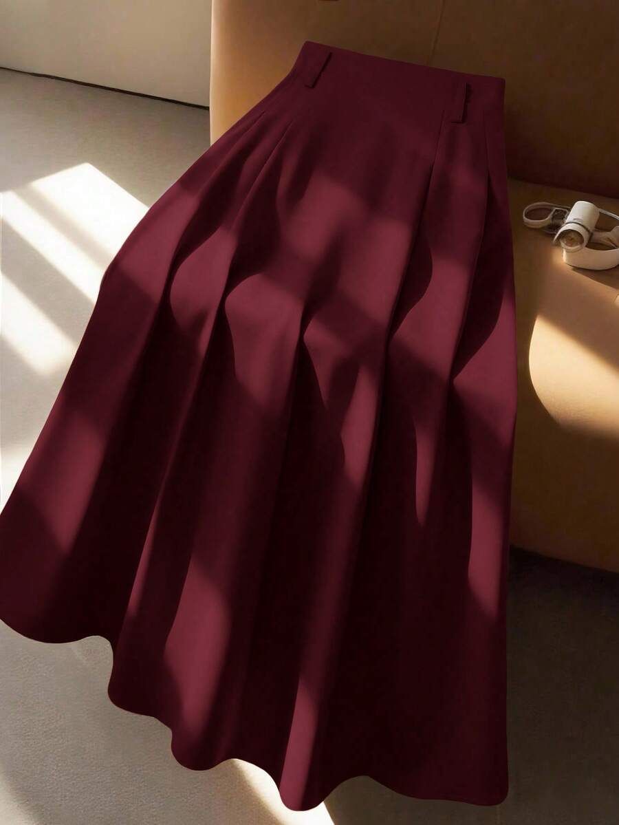 GlowEve CURVE Chân váy chữ A cạp cao cho nữ cỡ lớn, thanh lịch khi đi làm - Màu tím Violet - Xem 1