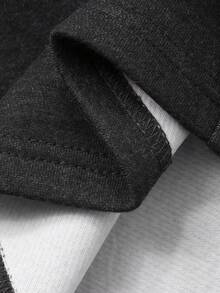 DAZY 男士纯色深灰色加厚套头卫衣套装，秋冬四分之一拉链款