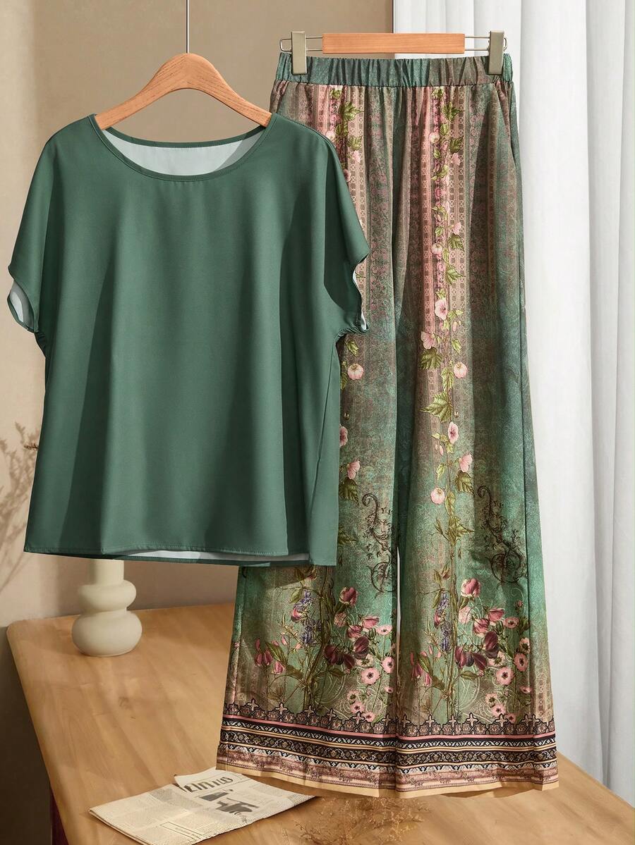 EMERY ROSE 2 bộ trang phục nữ in hoa cổ điển theo phong cách Bohemian, vừa vặn, đa năng, xuân/hè - Nhiều màu - Xem 1
