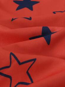 THE HAPPY LOOK Kleine Jungen Jogginghose mit Stern-Print, roter Strickstoff, elastische Taille, schräge Tasche, süßer, lässiger