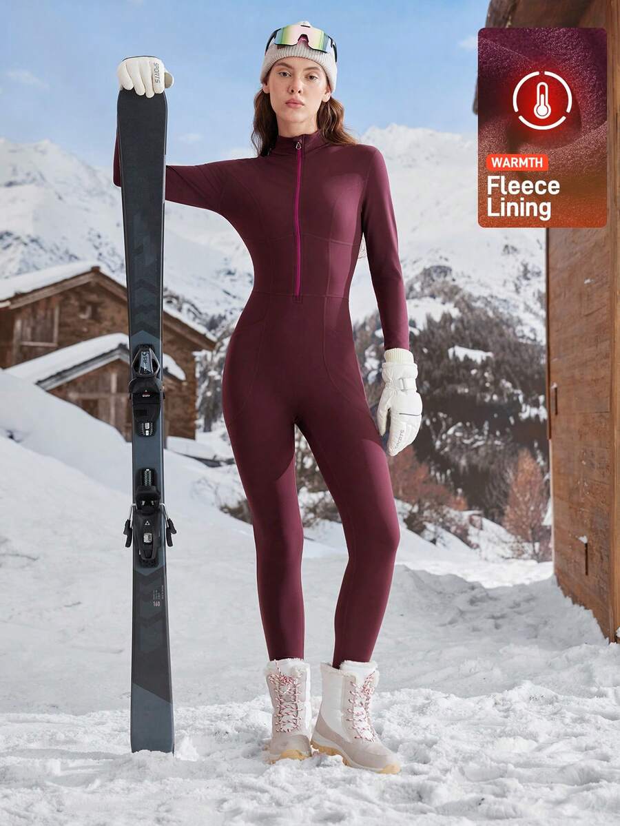 In My Nature Women's Solid Color Minimalist Outdoor Jumpsuit - Burgundy - View 1