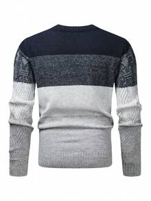 Manfinity Homme Men's Casual Versatile Crew Neck Long Sleeve Sweaters, Fall/Winter Retro Pattern Knitted Pullover Men Pullover - Multicolor - View 2