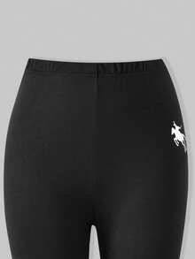 Teen Girls Sweatsuit Set, White Digital Print & Black Bow Crew Neck Sweatshirt, Black Skinny Pants, Comfortable Fitted - White - View 5