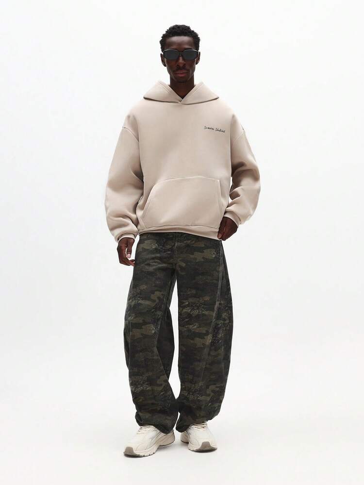 Sweat à capuche avec cordon de serrage et imprimé script