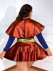 Fantasy Costume Fantasy Costume 大码女式撞色圆领长袖内衣三件套 - 彩色 - 查看 4