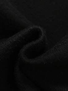 SHEIN 少女休闲爱心印花针织纯色宽松落肩长袖圆领保暖内衬卫衣和阔腿运动裤套装，黑色超大款/连帽卫衣/口袋/百搭休闲/日常/学院风/十字印花/深色/宽松舒适保暖内衬卫衣 - 黑色 - 查看 8
