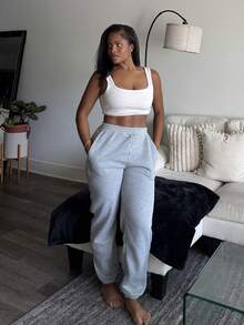 Tyla Gomez 女士抽繩腰部帶口袋慢跑運動褲 - 灰色 - 查看 5