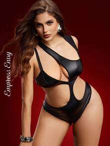 Empress Envy Body fermecător cu design asimetric din PU Y2K, lenjerie intimă mărime mare