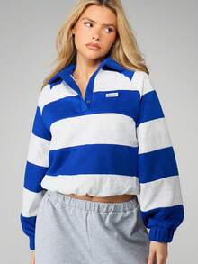 MISSGUIDED Striped Rugby Shirt With Button Placket And Collar Detail Long Sleeve Top For Fall Winter Casual Wear - Multicolor - View 4