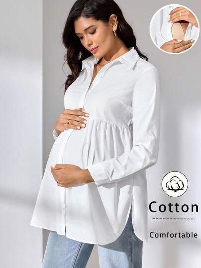 MaterniWear Avslappnad enfärgad amningstopp för gravida kvinnor, höst