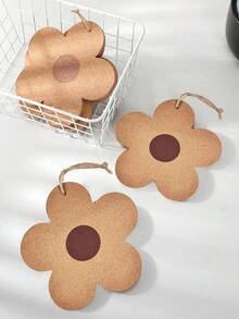 1pc  Soft Wooden Heat Abnormal Shape Resistant Insulation Mat Creative Flower Design Potholder Hot Pad For Dining Table Kitchen Decor Valentine's Day Wedding Anniversary Christmas Thanksgiving Housewarming Gift Home Organization Storage