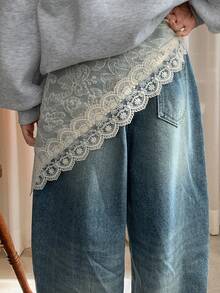 DAZY Tween Girls Lace Skirt - Apricot - View 2