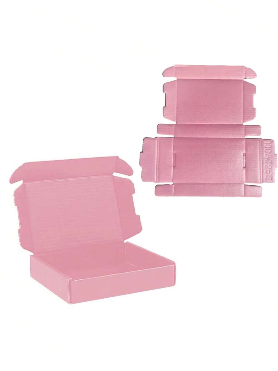 SHEIN 10 piezas Cajas de embalaje de papel corrugado extra duro de 3 capas color rosa, Tamaño: 5,12 x 3,15 x 1 pulgada 10 piezas 5,12 x 3,15 x 1 pulgada Pequeñas cajas de envío por correo, Cajas de cartón corrugado pequeñas para empacar negocios, artesanías, festivales, regalos de Navidad (Rosa)