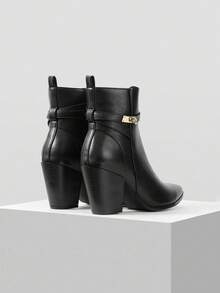 MOTF CUCCOO 女士时尚尖头粗跟短靴 - 黑色 - 查看 8