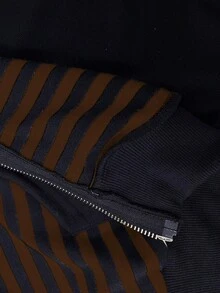 Sunspun Chaqueta con capucha y cremallera holgada con estampado de calavera oscura y rayas de contraste en talla grande - Multicolor - Ver 7