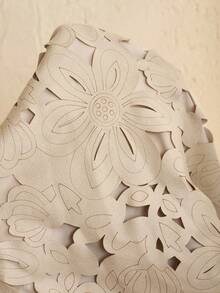 Arave Women's Faux Suede Laser Cutout Waist Fitted Slit Back Skirt, Fashionable Elegant Date Night Charming, Fall Clothes For Women, Autumn - Beige - View 7