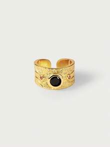 Glisma 18K Gold-PlatedWomen Single Ring,Western Jewelry,Old Money,Gemstone,Outfits,Fall/Autumn/Winter,For Mom/Women/Girl/Mother,Premium - Gold - View 2