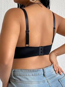 1 件浪漫蕾丝拼接性感提升增强钢圈加大码文胸 - 彩色 - 查看 2