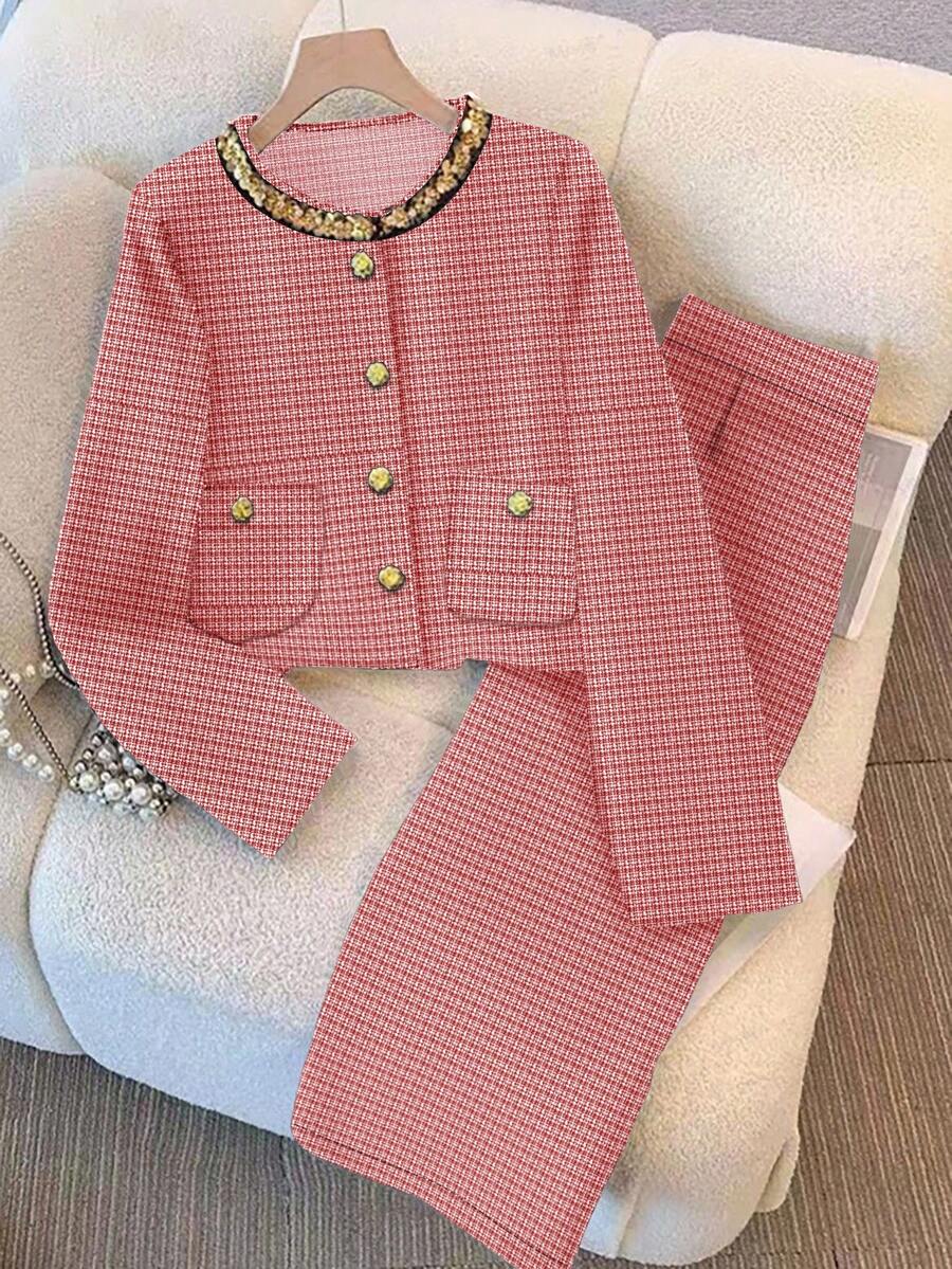 GlowEve A Two Pieces Set Of Elegant And Fashionable Autumn Vacation Style Woven By A Lady - Red - View 1