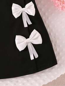 Elladie kids 女婴无袖针织休闲连衣裙，带蝴蝶结，简约设计，适合夏季幼儿日常穿着 - 黑色 - 查看 3