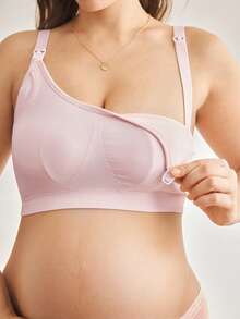 BloomMama Plus Size Maternity Solid Color Casual Comfortable Nursing Bra