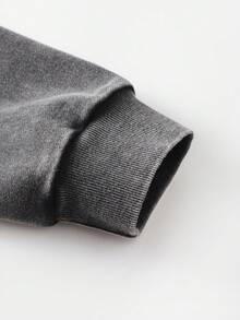 ROMWE Street Life 大码女式复古字母和数字印花连帽卫衣 - 黑色 - 查看 4