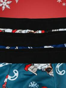 3 件套圣诞老人礼物舒适可爱趣味平角内裤，适合儿童和青少年 - 彩色 - 查看 3