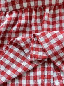 Vintaside Kids 女童秋季刺绣翻领长袖高端西式格子连衣裙，适合生日派对、学校活动、日常外出、露营等。 - 紅色 - 查看 6