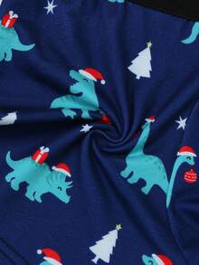 Quần lót boxer họa tiết khủng long và cây thông Noel dễ thương, đồ lót thoải mái cho thanh thiếu niên - Màu xanh hải quân - Xem 5