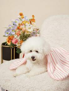 PETSIN 1 Pet Cat Dog Universal Pink Striped Cute Pattern Printed Plush All Season Universal Dog Blanket - Multicolor - View 1