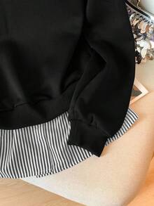 Modelyn 条纹拼接二合一长袖优雅时尚女式卫衣 - 彩色 - 查看 5