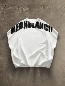 NEON BLANC 男士街头风白色针织图案字母印花圆领上衣，适合夏季穿着 - 白色 - 查看 1