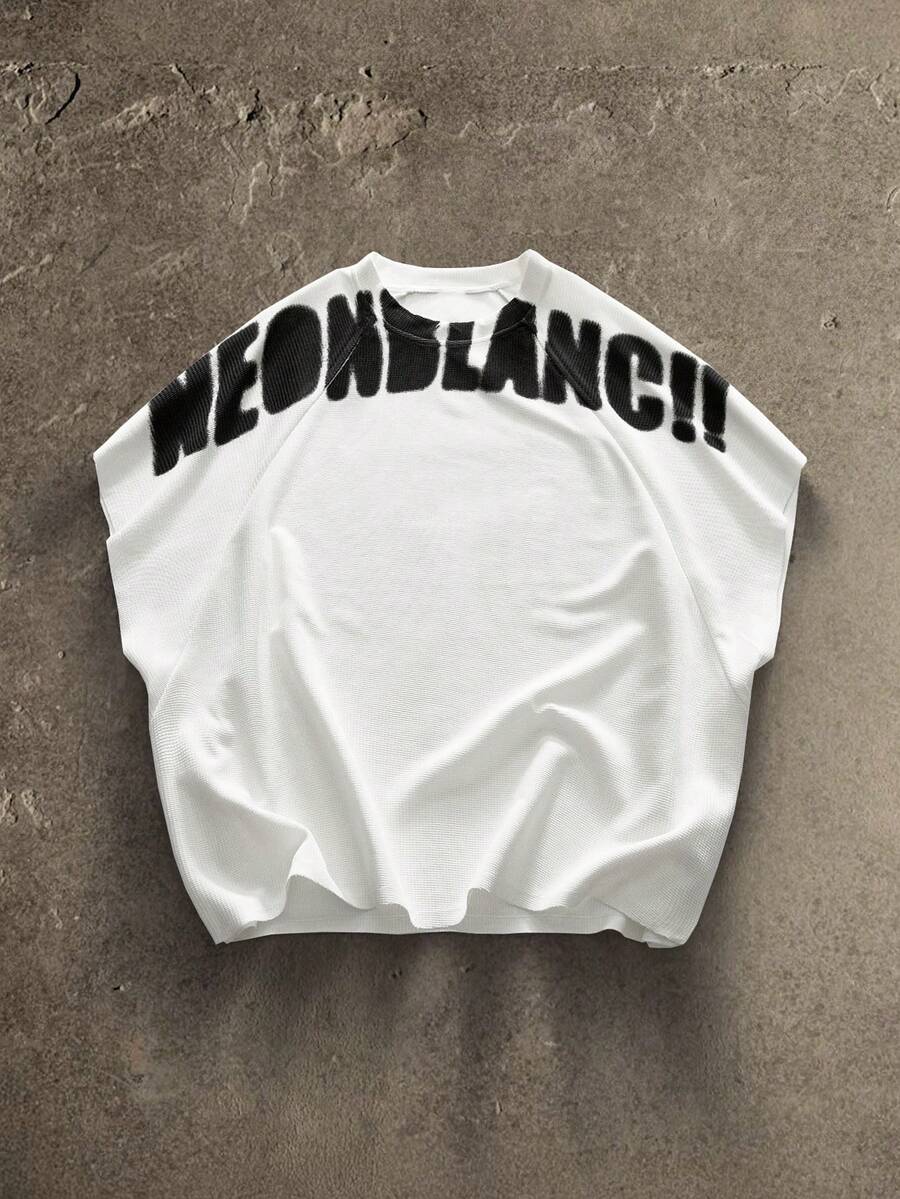 NEON BLANC 男士街头风白色针织图案字母印花圆领上衣，适合夏季穿着 - 白色 - 查看 1