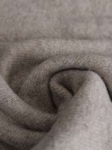 Linhara Plus Size Women Solid Color Knitted Ribbed Side Pocket Casual Skirt, Suitable For Vacation, Back To School, Home, Office, Autumn/Winter - Khaki - View 6