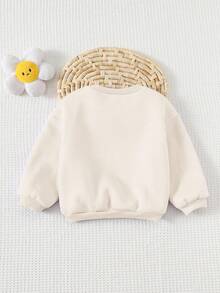 Cozy Pixies Baby Girl 3D Letter Pattern Round Neck Drop Shoulder Sweatshirt, Versatile & Comfortable In Fall/Winter - Apricot - View 2