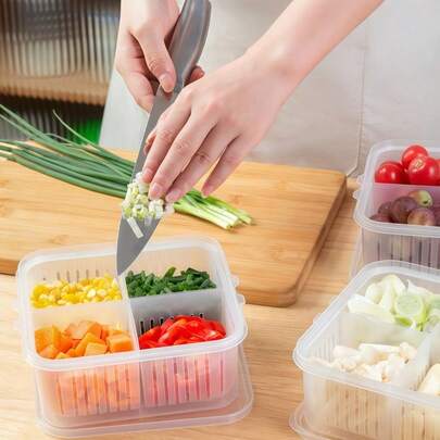 1个透明塑料食品储物盒，带盖 | 密封厨房收纳盒，适用于食品储藏室、备餐、剩菜、零食和干货