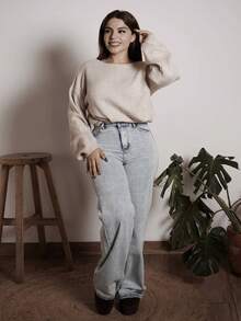 Lupita Cardoza Pull à manches longues minimaliste avec décoration en nœud pour femme, tenue d'hiver décontractée pour tous les jours. Vêtements d'hiver pour femmes, Top à manches longues - Nude - Voir 5