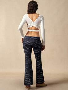 VARSIVA 女式简约纯色锁眼露背短款运动T恤 - 白色 - 查看 6