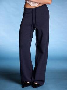 Normani Pantalon décontracté à taille basse avec cordon de serrage, tricot côtelé, jambes évasées. Idéal pour l'aéroport, les vacances, l'été, la plage, l'automne, l'hiver, le quotidien, Noël, le travail et le bureau.