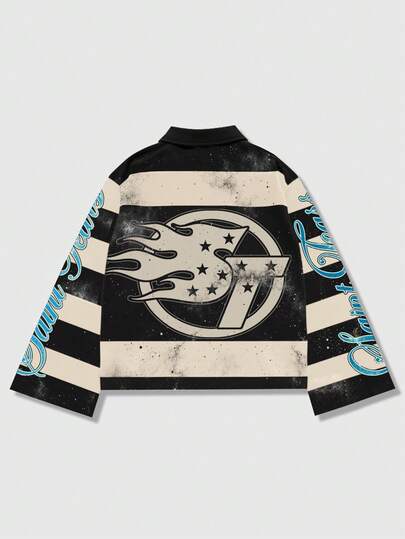 Street Life Polo à rayures à manches longues pour hommes, t-shirt casual à col