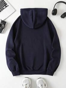 Tseoso 女士休闲长袖落肩皇家蓝卫衣，饰有学院风小熊图案，展现学院风、优雅气质、老钱风情和家庭聚会风格。 - 藏蓝色 - 查看 6