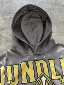 AXEPEAK 男士时尚街头风连帽衫 + 阔腿裤套装 - 深灰色 - 查看 4