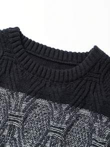 Manfinity Homme Men's Casual Versatile Crew Neck Long Sleeve Sweaters, Fall/Winter Retro Pattern Knitted Pullover Men Pullover - Multicolor - View 4