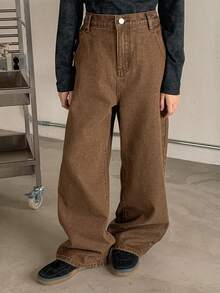 Dazy Kids 女童阔腿牛仔裤 - 棕色 - 查看 5