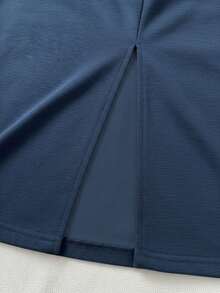 SHEIN LUNE 2pcs Women Casual Sweatshirt & Split Hem Skirt Set - Royal Blue - View 4