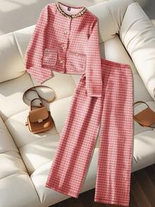 GlowEve A Two Pieces Set Of Elegant And Fashionable Autumn Vacation Style Woven By A Lady - Red - View 6
